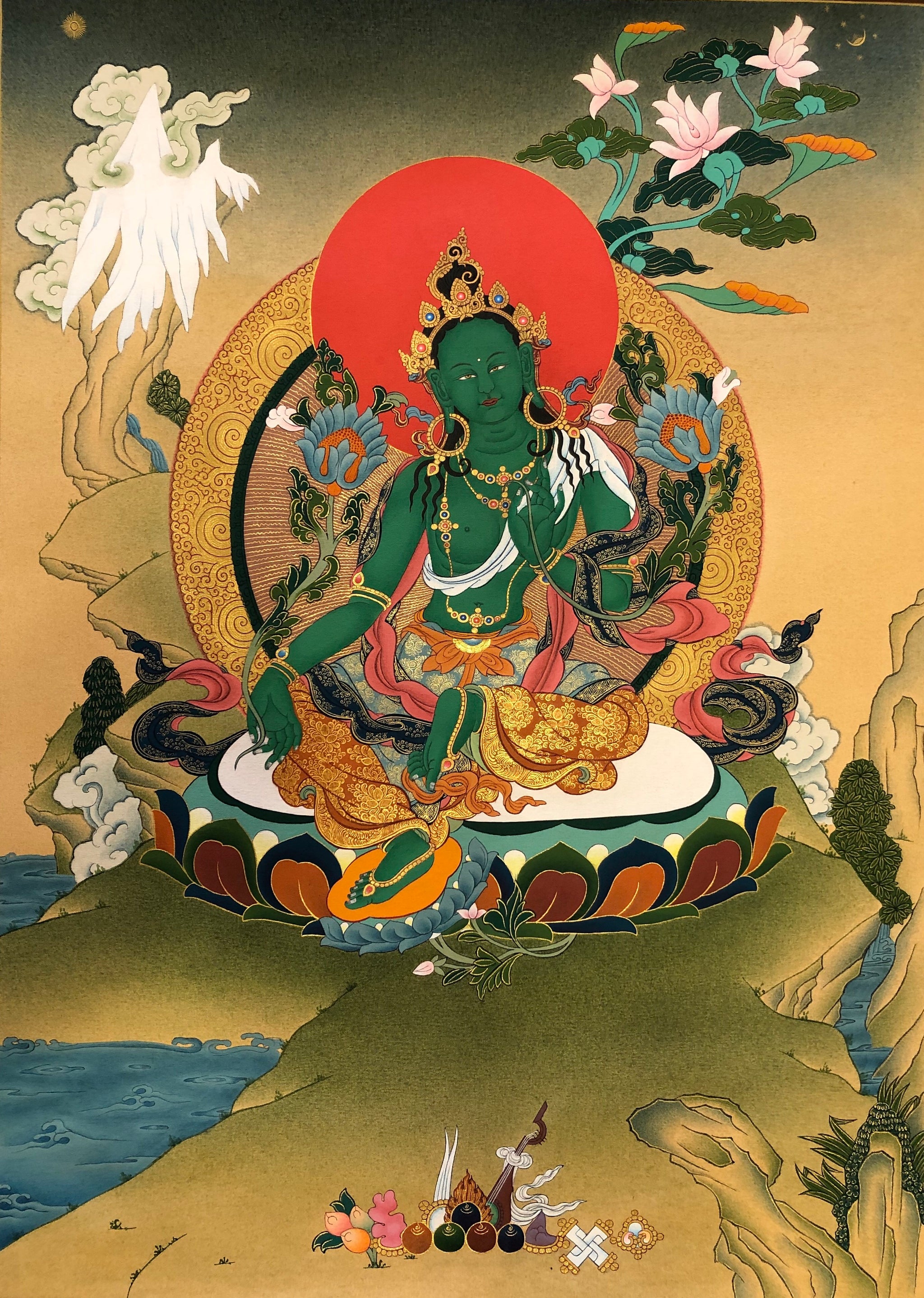 Thangka Painting - Green Tara – Tsering Tibetan Antiques and